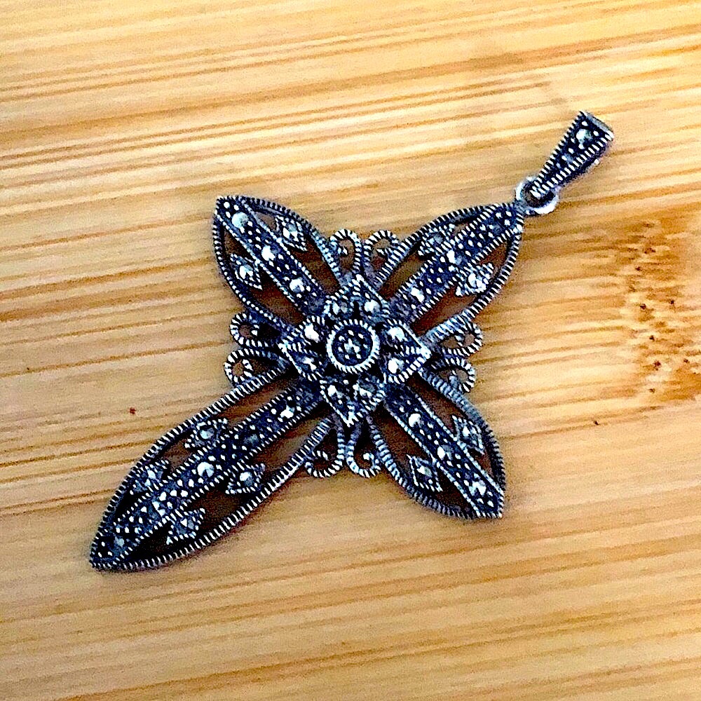 $38  Designer Estate Cross  Sterling Silver  Marked CBJ 925